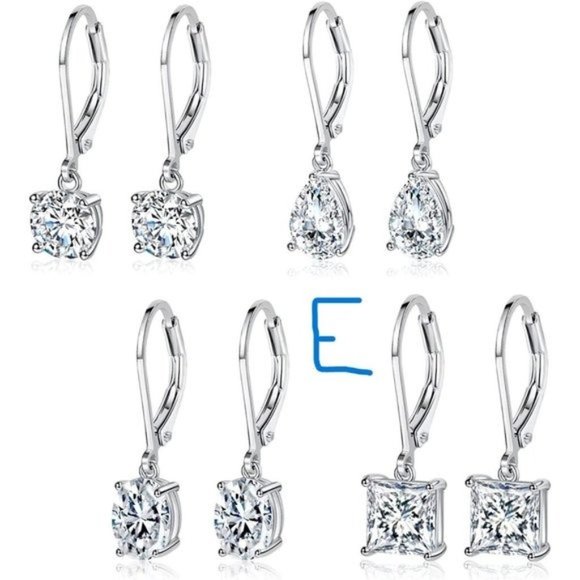 New 18K White Gold Plated Round Princess Cut Clear Cubic Zirconia Tear D… - Picture 1 of 11